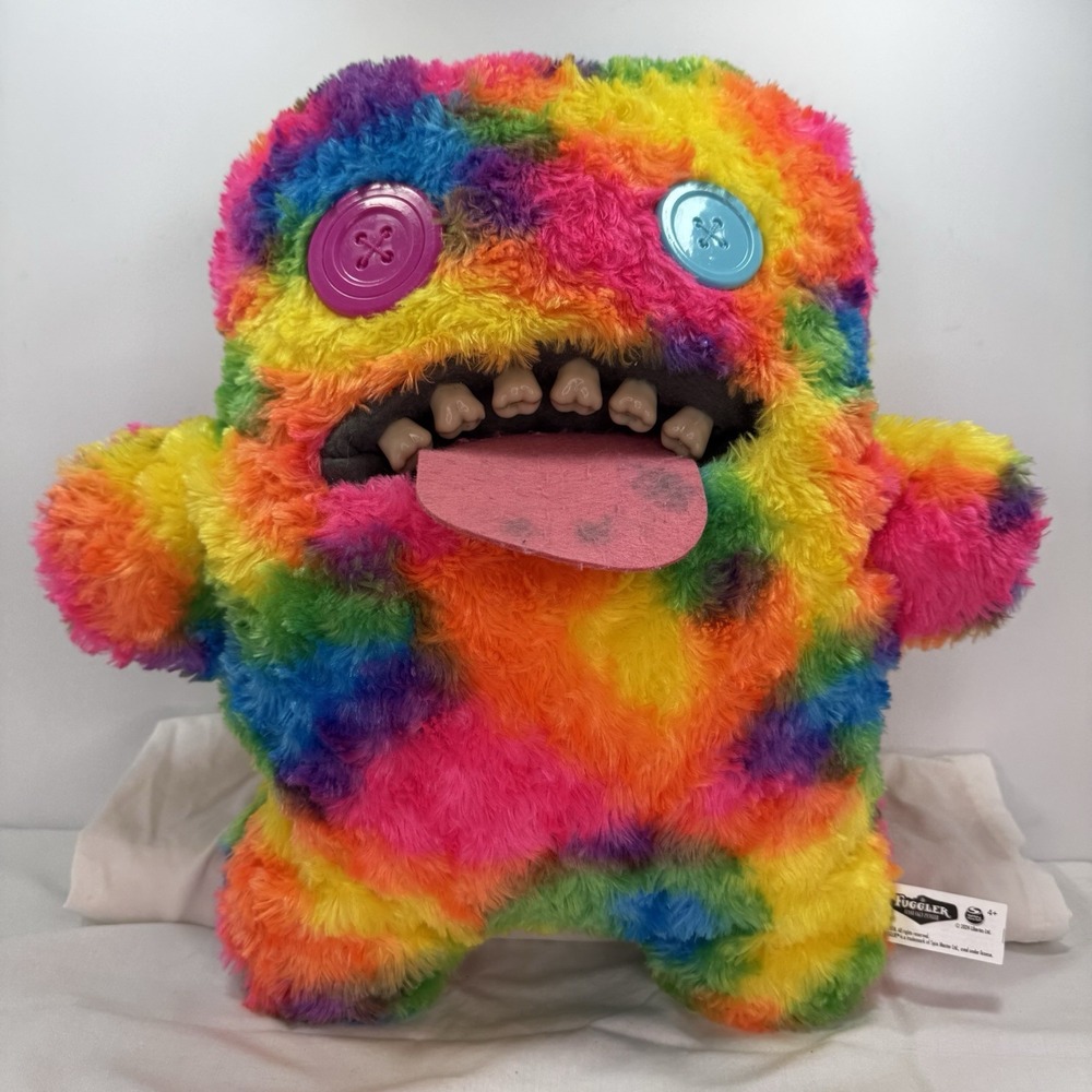 Fuggler BIGG FUGG Oogah Boogah Giant 18" XL Rainbow Tie Dye Plush Monster Teeth